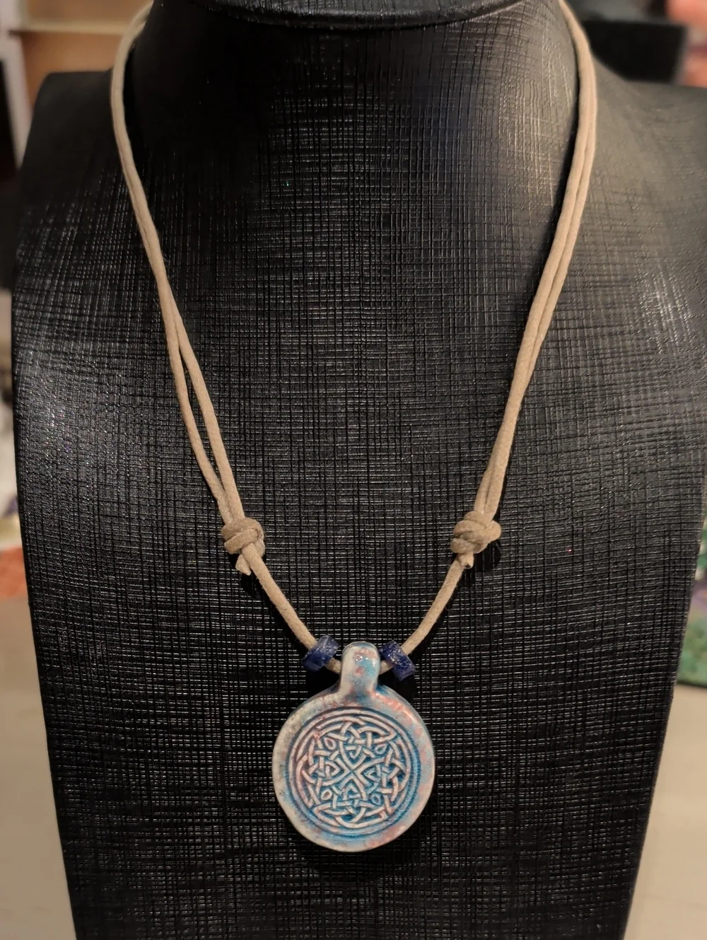Handmade Celtic Eternity Knot Beaded Adjustable Cord Necklace